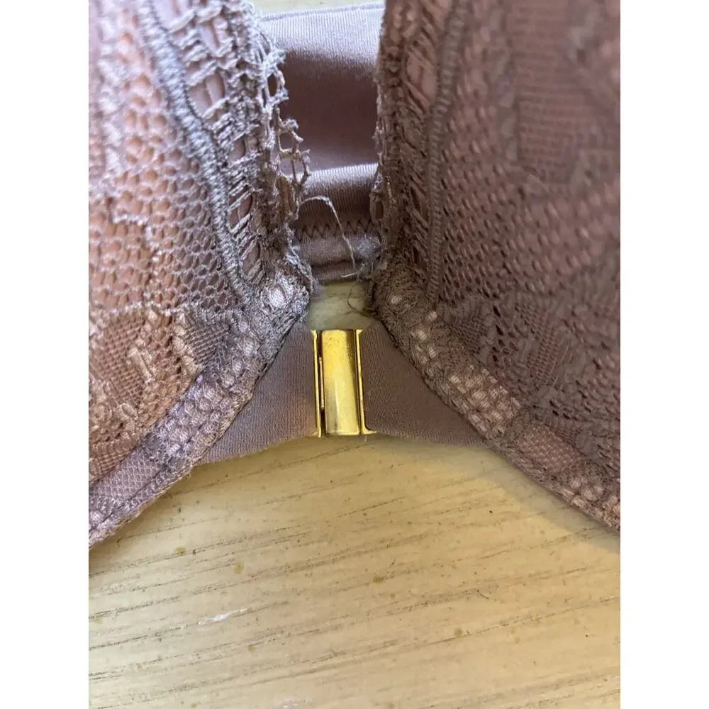 Soma EMBRACEABLE Push-Up Front-Close Bra 36D Lace Nude Mauve Sienna Sexy Classic